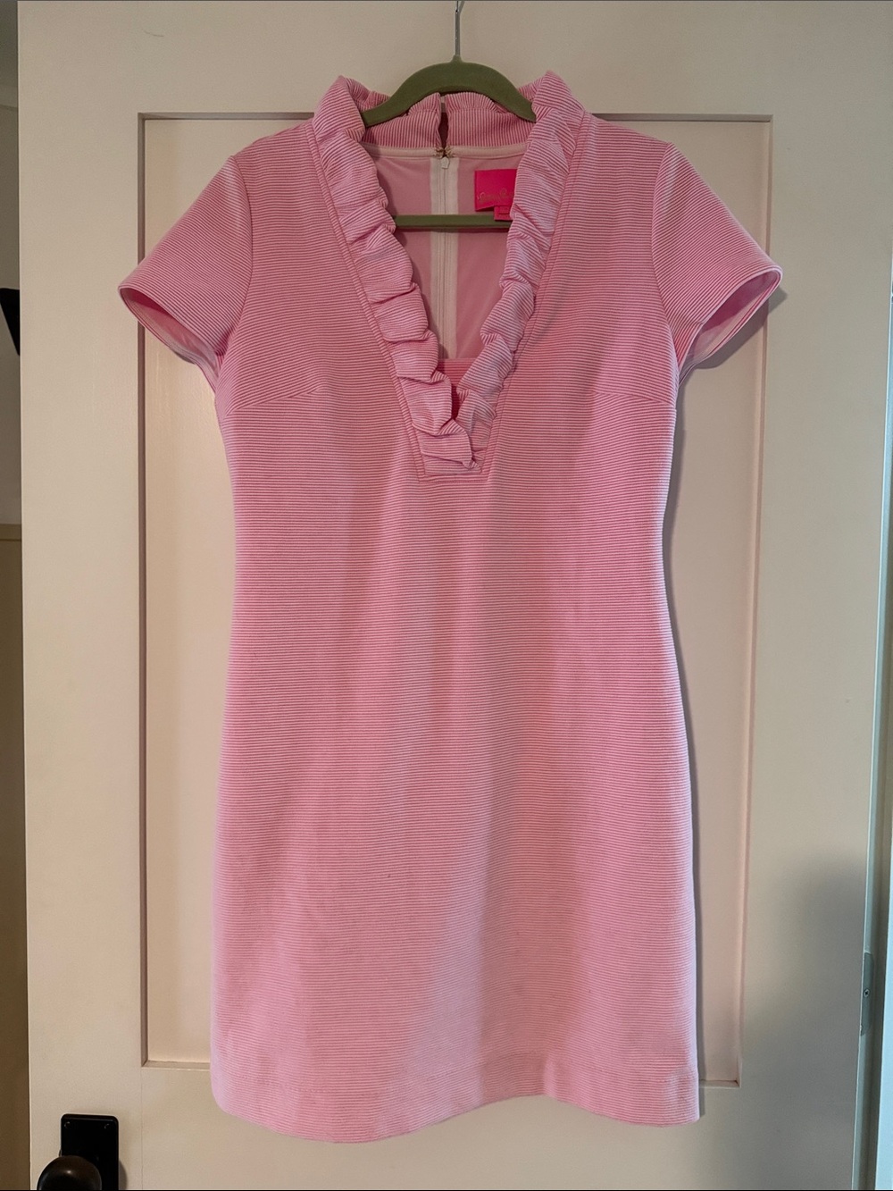 Lilly Pulitzer Pink Ruffle V-Neck Mini Dress